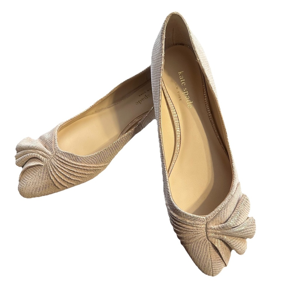 Kate Spade Flats Metallic Rose Gold Suede Leather Pointed Toe Shoes Sz 7M - Picture 8 of 11